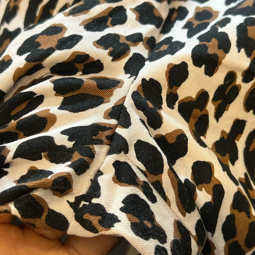 J. Crew Remi Pant in Leopard animal print white pants  Size 8 - Picture 3 of 8